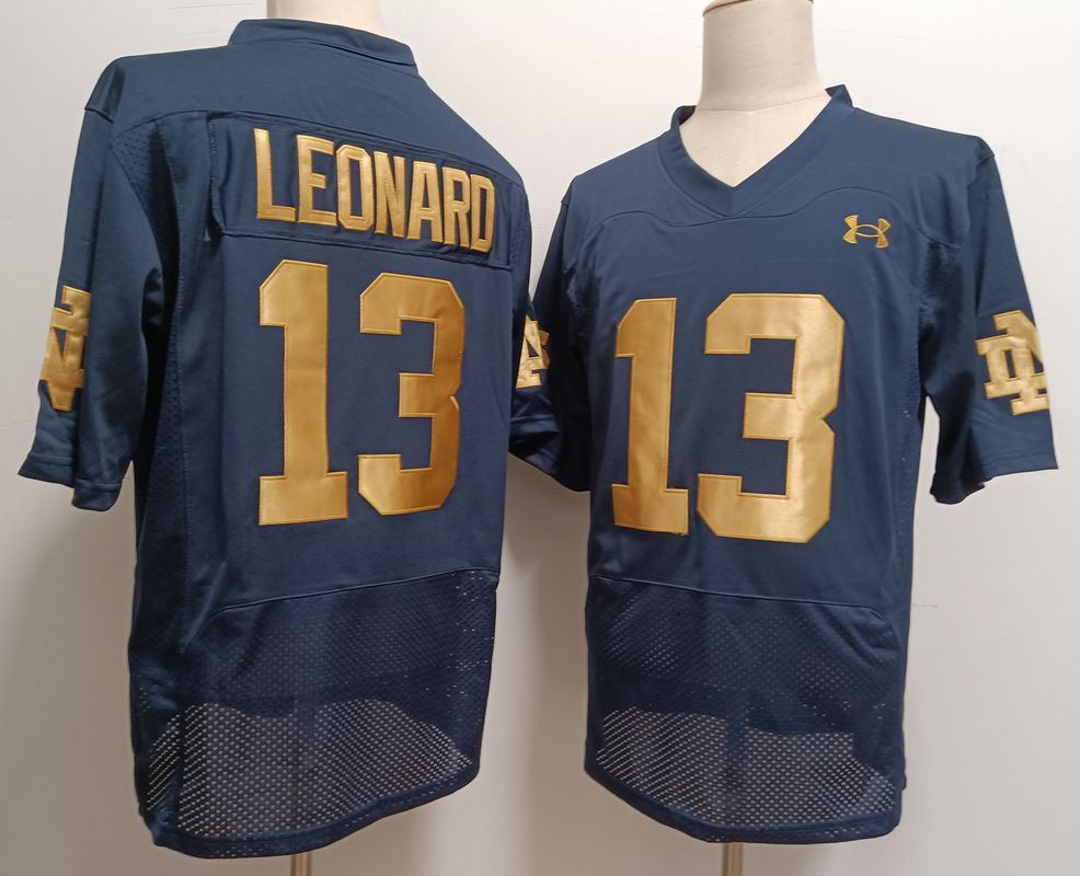 Men Norte Dame Fighting Irish #13 Leonard Blue Elite 2025 NCAA Jersey